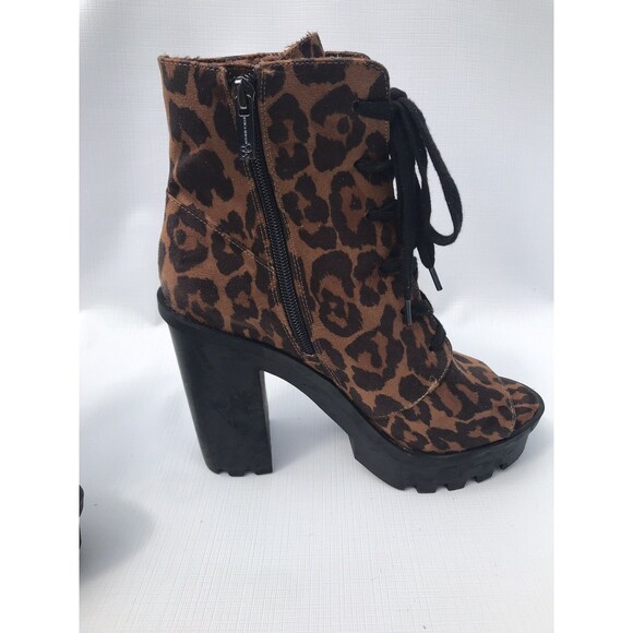 Jessica Simpson Women's Lizzah Animal Print Faux Suede Open Toe Bootie Size 8m - Picture 5 of 10